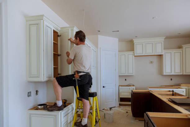 Kitchen island installation in Washington by JMT Kitchen Cabinet